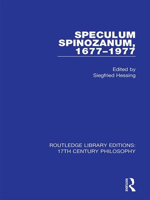 cover image of Speculum Spinozanum, 1677-1977